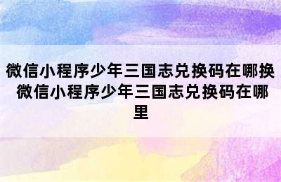 微信小程序少年三国志兑换码在哪换 微信小程序少年三国志兑换码在哪里